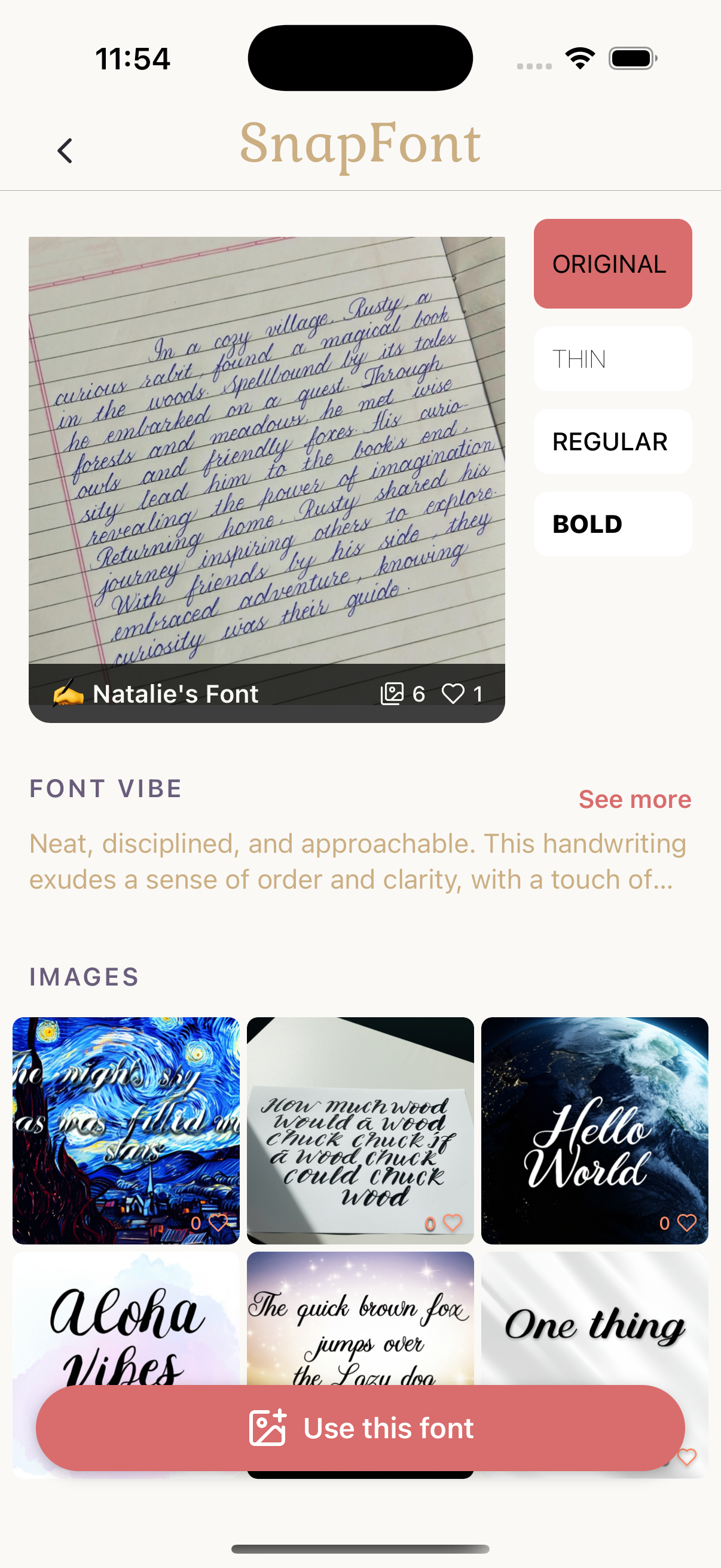 SnapFont App Interface - Create Font